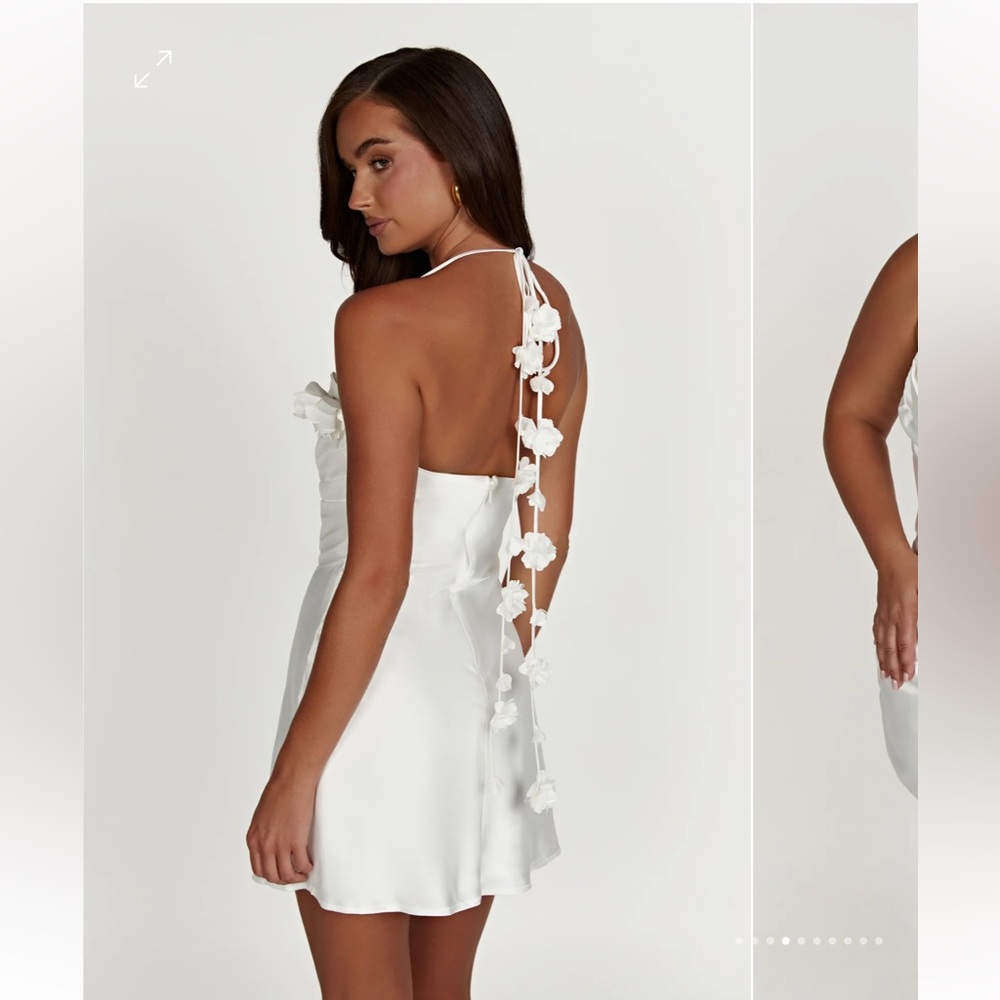 Meshki’s Otillie Rose Halter Mini Dress - White